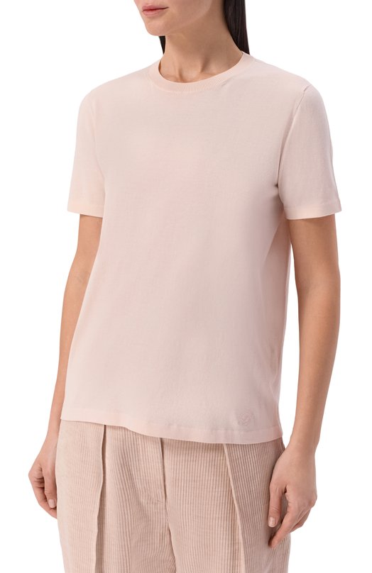 Хлопковая футболка Loro Piana FAM7984 Розовый  FAM7984 Фото 3