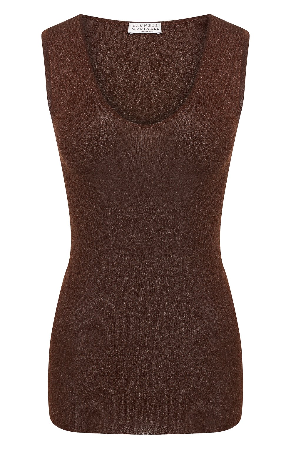 Топ из вискозы BRUNELLO CUCINELLI коричневого цвета по цене 99500 руб., арт. M8S862710, фото 1 Топ из вискозы BRUNELLO CUCINELLI, арт. M8S862710, фото 1