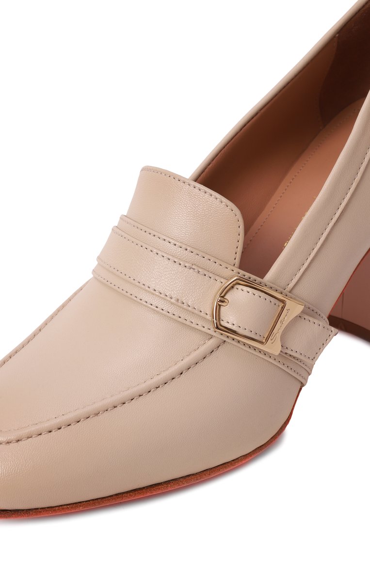 Женские кожаные туфли SANTONI бежевого цвета, арт. WDCG71240SX1NZZF | Фото 7 (Материал сплава: Проставлено; Материал внешний: Натуральная кожа; Материал внутренний: Натуральная кожа; Драгоценные камни: Проставлено; Подошва: Плоская; Каблук тип: Устойчивый; Каблук высота: Высокий)