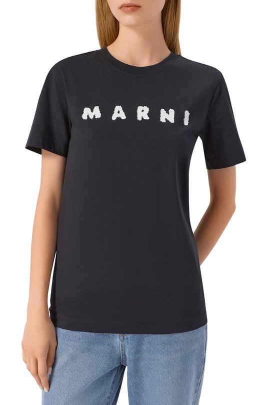 Хлопковая футболка Marni THJE0293P8/USCX42 Чёрный  THJE0293P8/USCX42 Фото 3