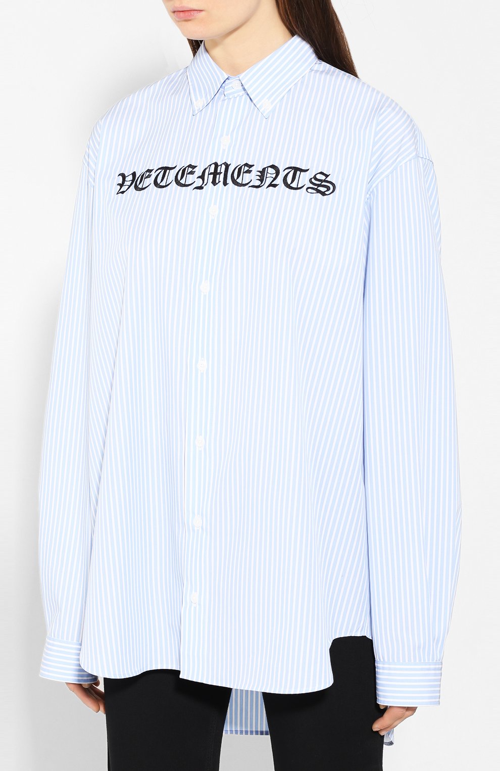 Хлопковая рубашка VETEMENTS, арт. SS20SH285 1007/W/LIGHT BLUE/WHITE, фото 3