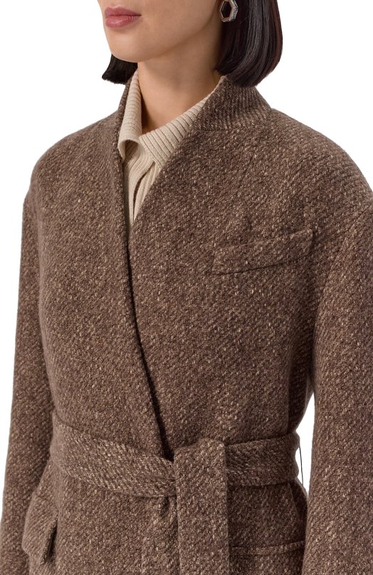 Пальто из шерсти и кашемира Brunello Cucinelli MG5349931 Коричневый  MG5349931 Фото 5