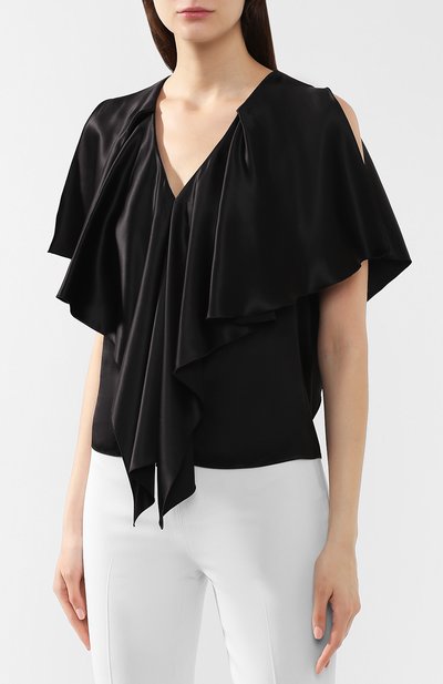 Топ из вискозы LANVIN черного цвета по цене 61850 руб., арт. RW-T0669U-4077-P19, фото 3 Топ из вискозы LANVIN, арт. RW-T0669U-4077-P19, фото 3