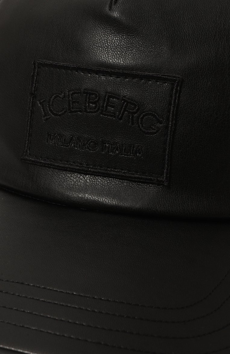 Мужская бейсболка из экокожи ICEBERG черного цвета, арт. 7102/6949 | Фото 4 (Материал: Синтетический материал, Текстиль, Экокожа; Материал сплава: Проставлено; Нос: Не проставлено)