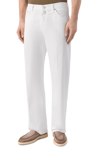 Хлопковые брюки KITON белого цвета по цене 121000 руб., арт. UPNJS1K0600H_001, фото 3 Хлопковые брюки KITON, арт. UPNJS1K0600H_001, фото 3