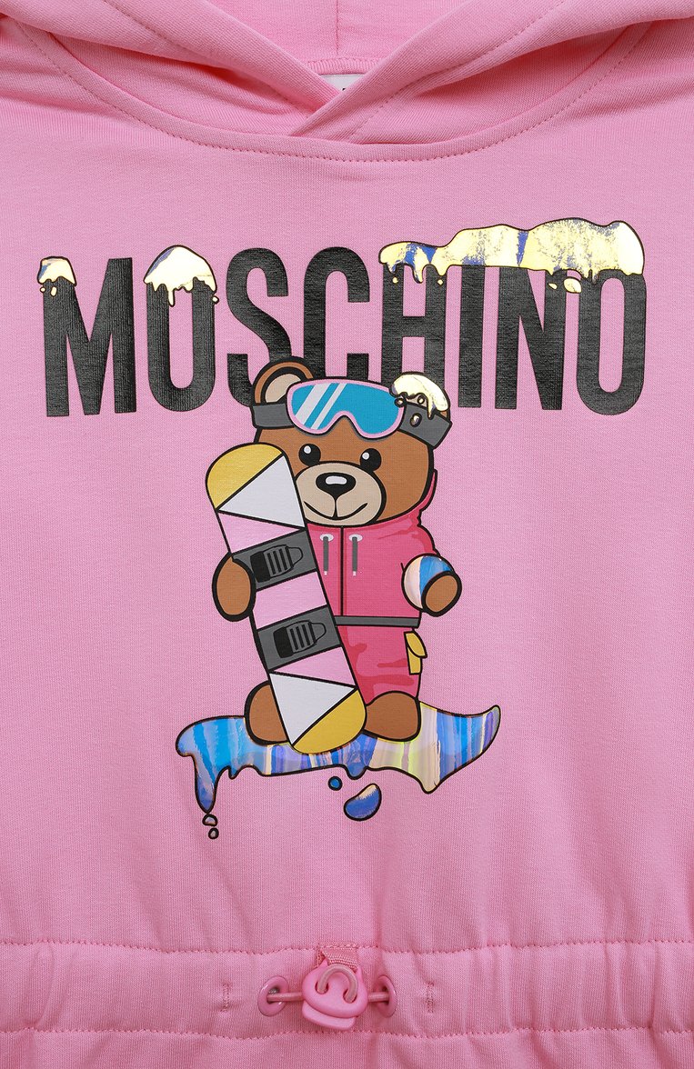 Детское хлопковое платье MOSCHINO розового цвета, арт. HDV0BY/LDA22/4A-8A | Фото 3 (Случай: Повседневный; Тематический товар: Teddy Bear; Девочки Кросс-КТ: Платье-одежда; Материал внешний: Хлопок; Рукава: Длинные; Ростовка одежда: 4 года | 104 см, 5 лет | 110 см, 6 лет | 116 см, 8 лет | 128 см)