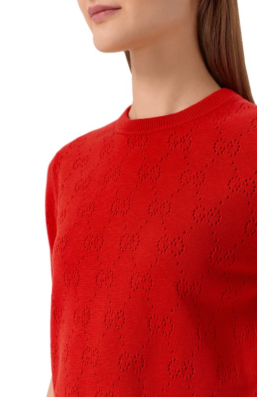Пуловер из шелка и хлопка Gucci 856204/XKFC0 Красный  856204/XKFC0 Фото 5