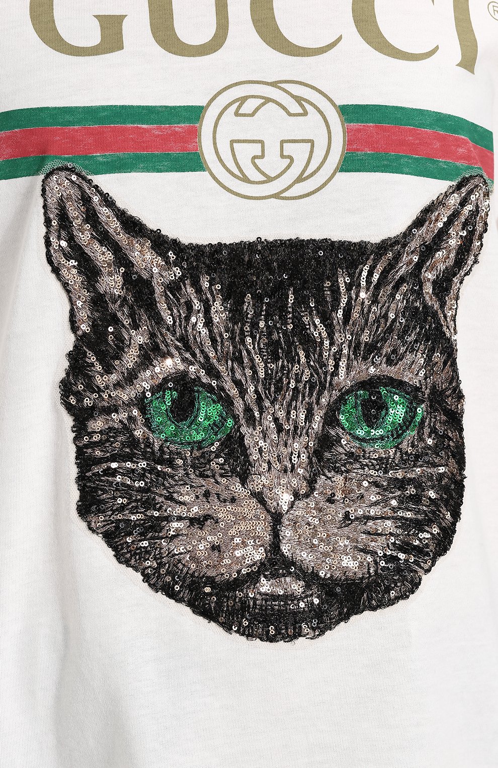 Хлопковая футболка с принтом и пайетками GUCCI, арт. 492347/X3L17, фото 5