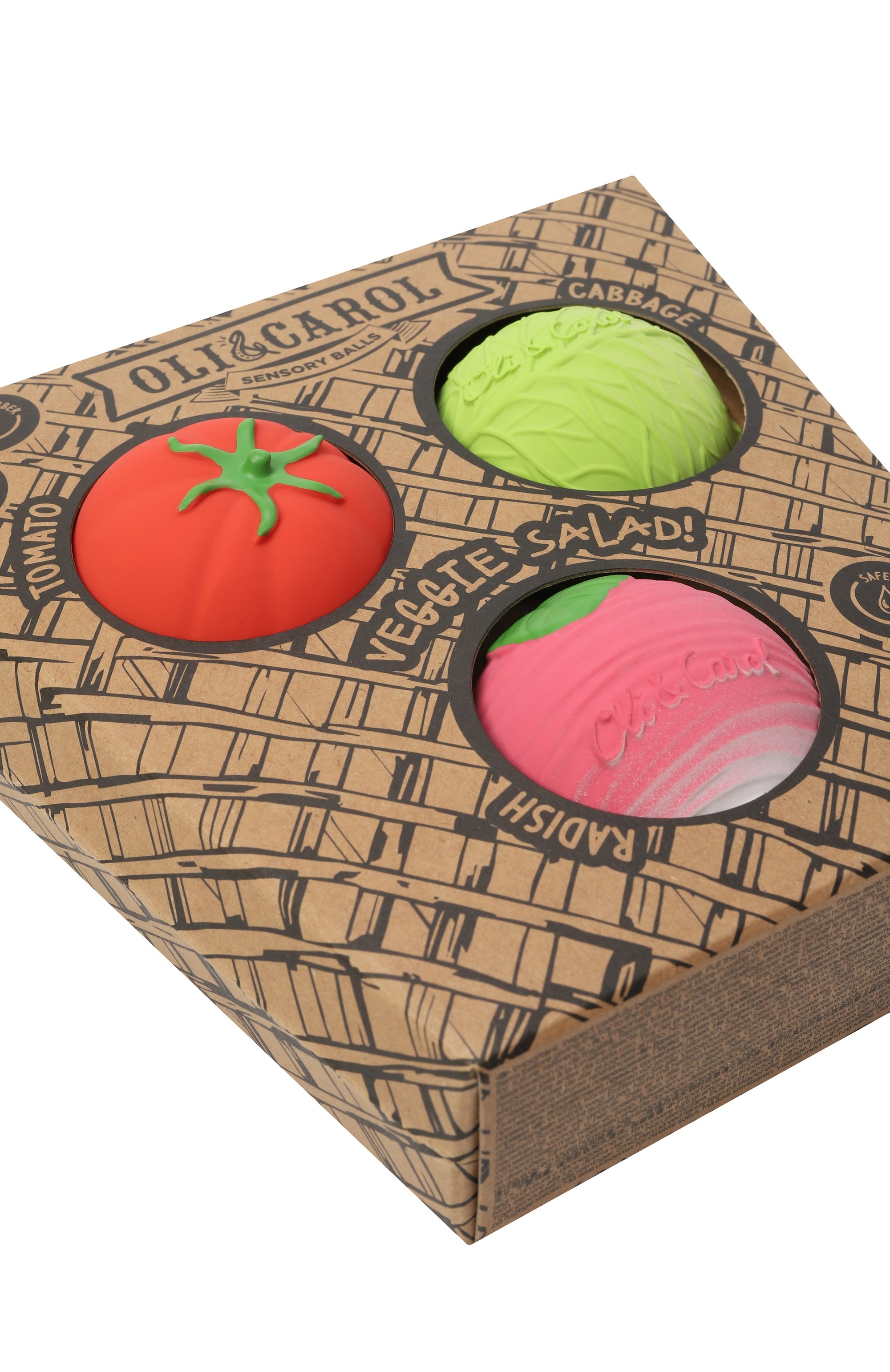 Набор из трех игрушек-прорезывателей veggie salad OLI&CAROL, арт. L-BABY-BALL-SALAD, фото 2