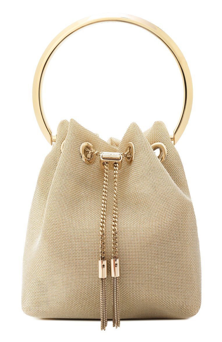 Женская сумка bon bon JIMMY CHOO золотого цвета, арт. B0N B0N/WGJ | Фото 1 (Материал: Текстиль; Размер: mini; Ремень/цепочка: На ремешке; Женское Кросс-КТ: Вечерняя сумка)