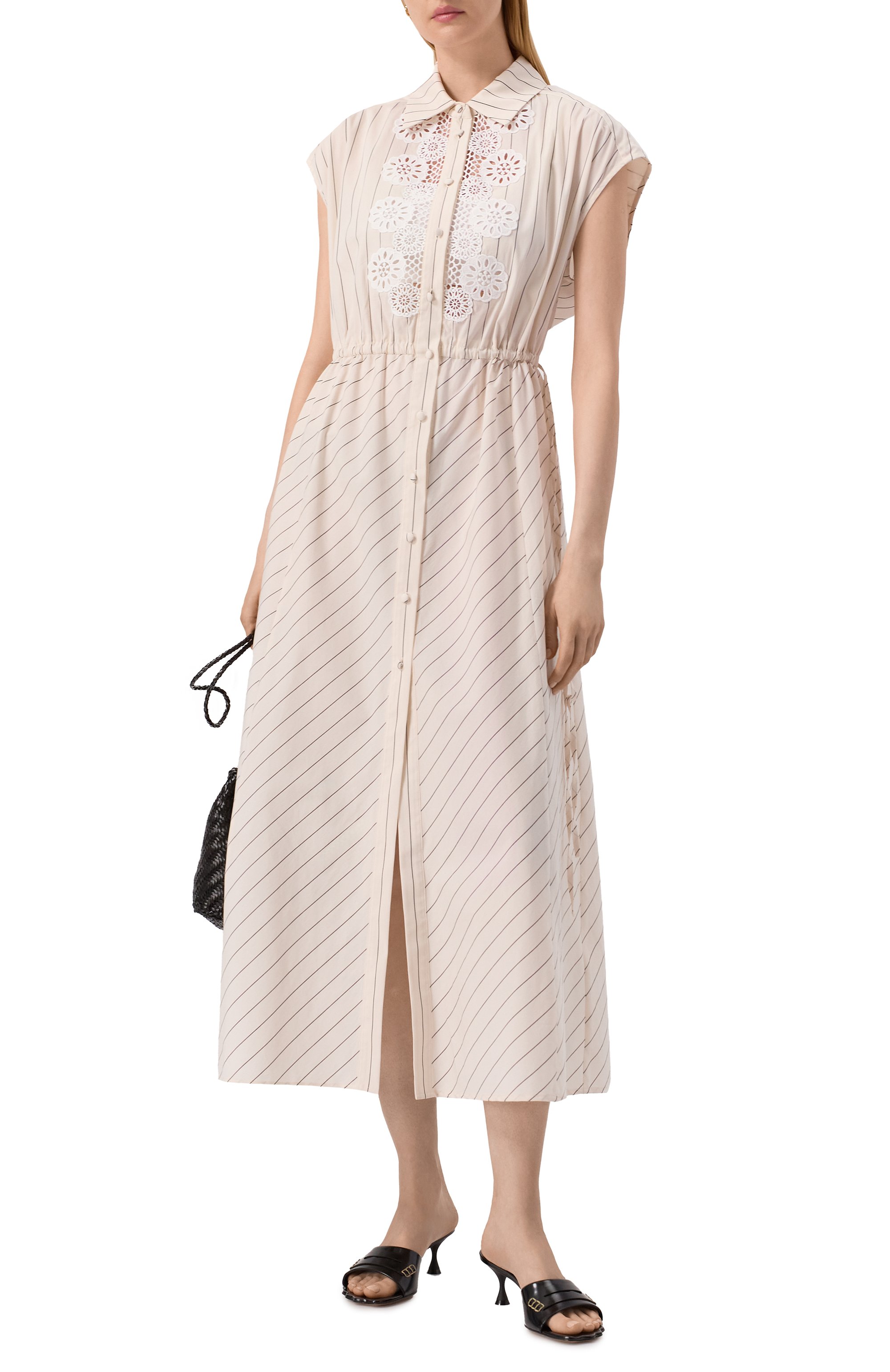 Хлопковое платье TWINSET кремового цвета по цене 33150 руб., арт. 251AP2486, фото 2 Хлопковое платье TWINSET, арт. 251AP2486, фото 2