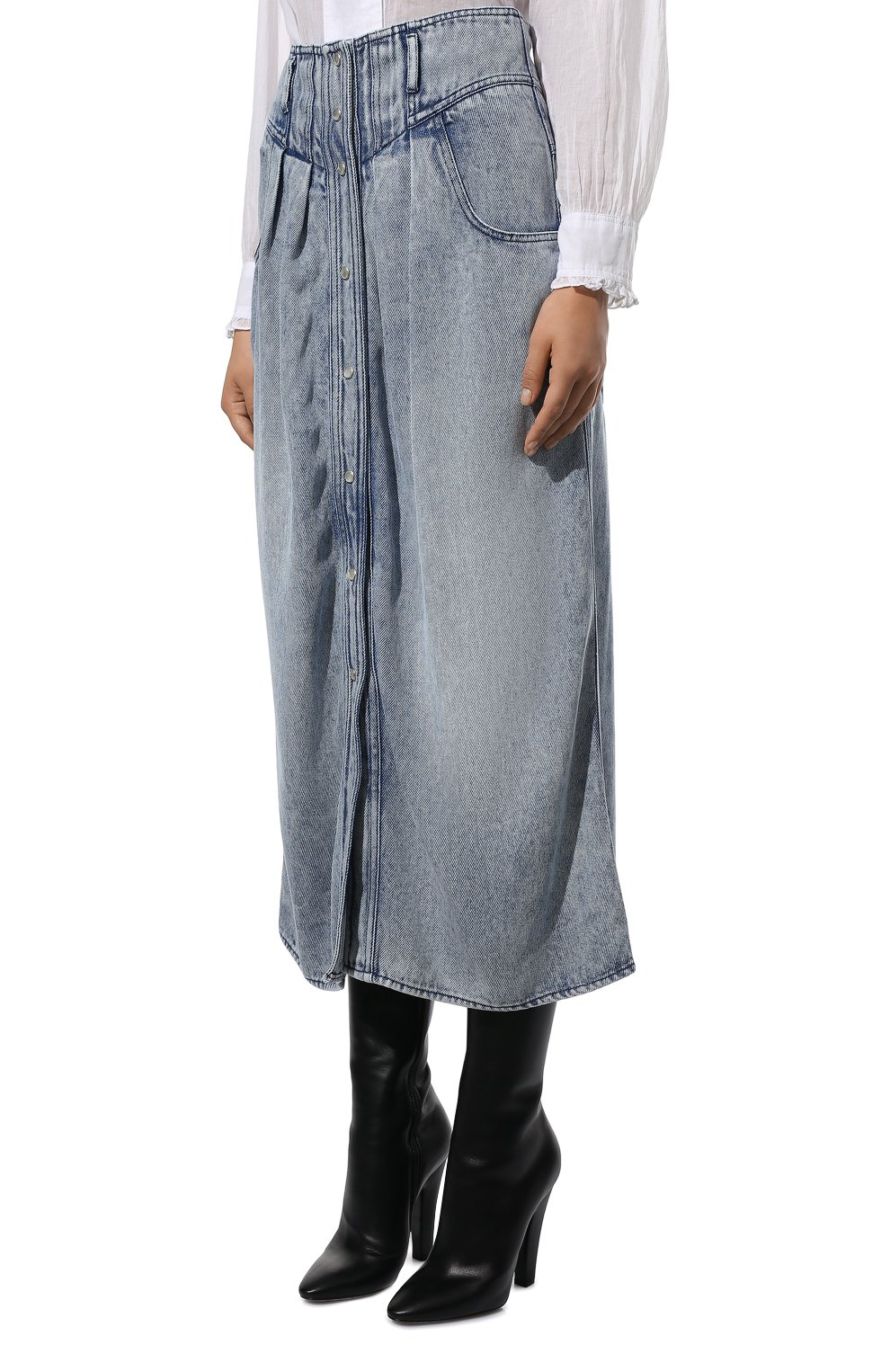 Джинсовая юбка ISABEL MARANT ETOILE голубого цвета по цене 28900 руб., арт. JU1381-22P021E/TIGRANE, фото 3 Джинсовая юбка ISABEL MARANT ETOILE, арт. JU1381-22P021E/TIGRANE, фото 3