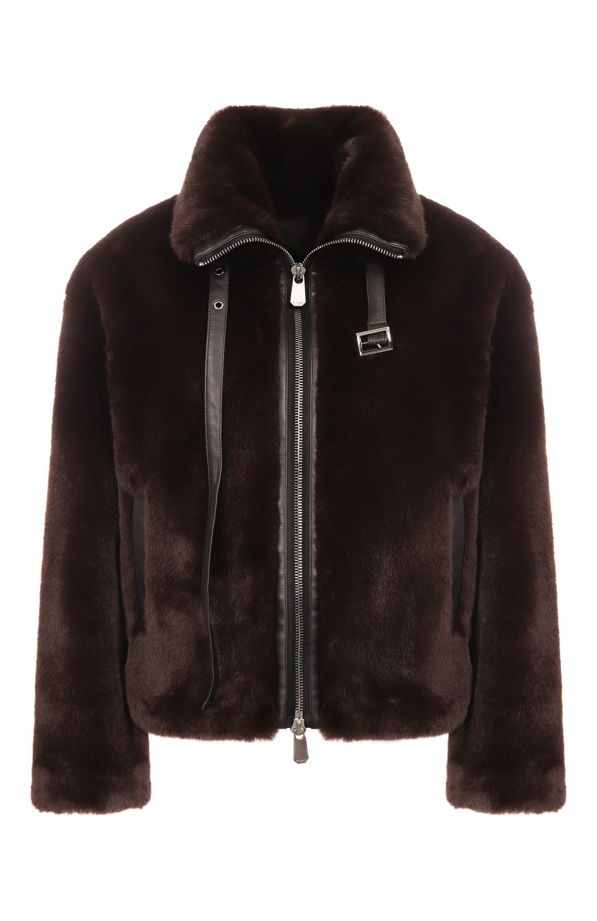 Шуба из экомеха PINKO коричневого цвета по цене 36600 руб., арт. 106013/A1ZM, фото 1 Шуба из экомеха PINKO, арт. 106013/A1ZM, фото 1