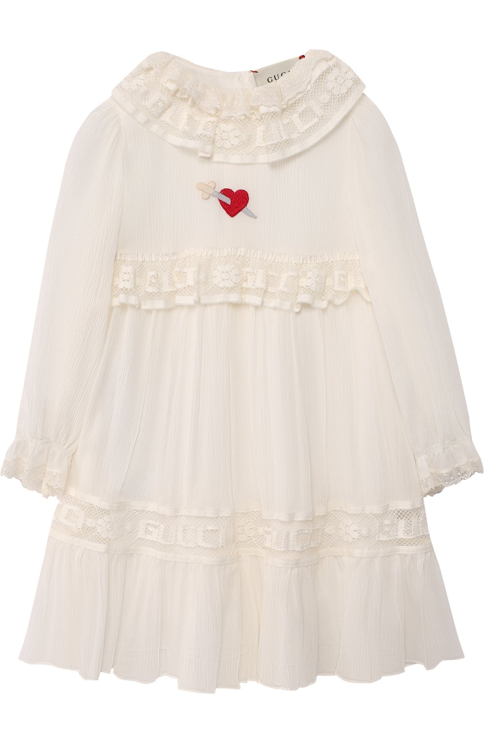 Шелковое платье с кружевной отделкой GUCCI, арт. 518955/ZBS46, фото 1