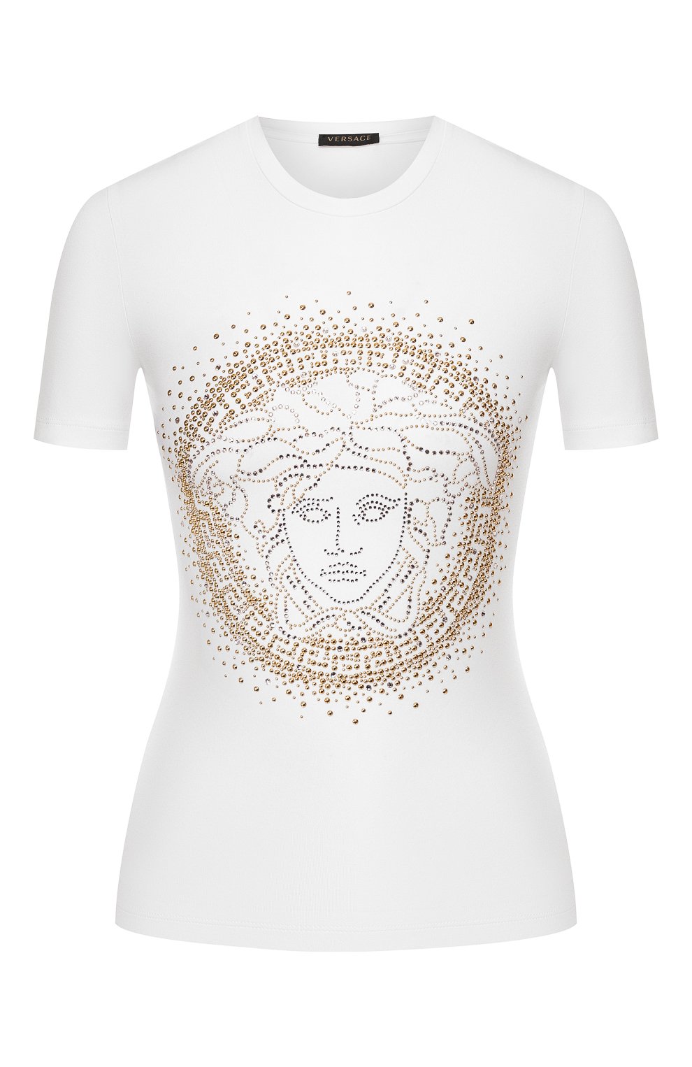 Хлопковая футболка VERSACE белого цвета по цене 76400 руб., арт. A82241/A232123, фото 1 Хлопковая футболка VERSACE, арт. A82241/A232123, фото 1