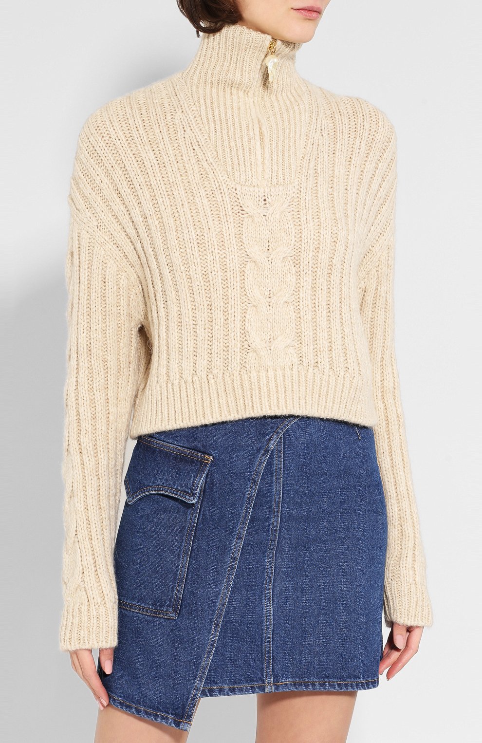 Свитер NANUSHKA бежевого цвета по цене 43500 руб., арт. ERIA_BEIGE_CABLE KNIT, фото 3 Свитер NANUSHKA, арт. ERIA_BEIGE_CABLE KNIT, фото 3