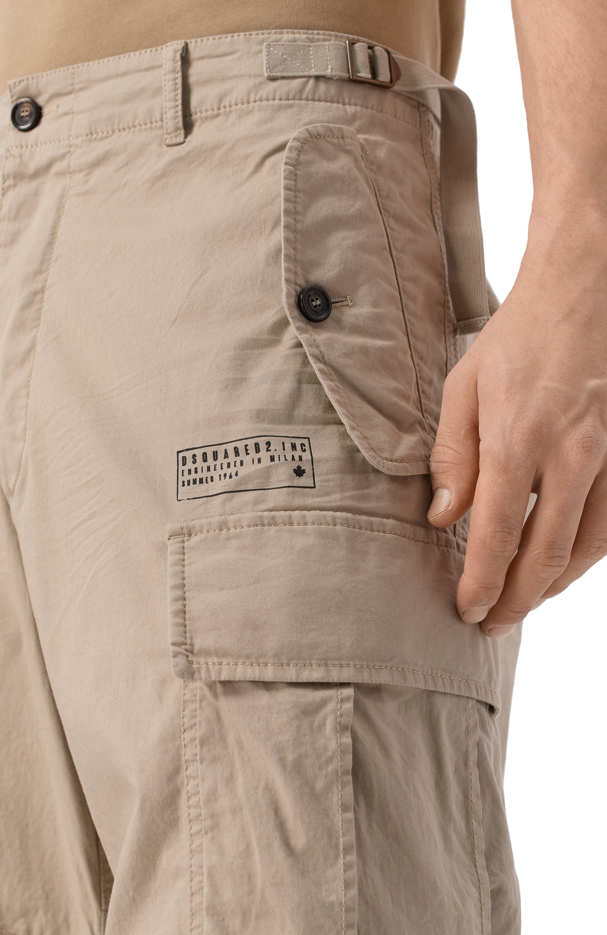 Хлопковые брюки-карго DSQUARED2 бежевого цвета по цене 98750 руб., арт. S74KB1115/S35175, фото 5 Хлопковые брюки-карго DSQUARED2, арт. S74KB1115/S35175, фото 5