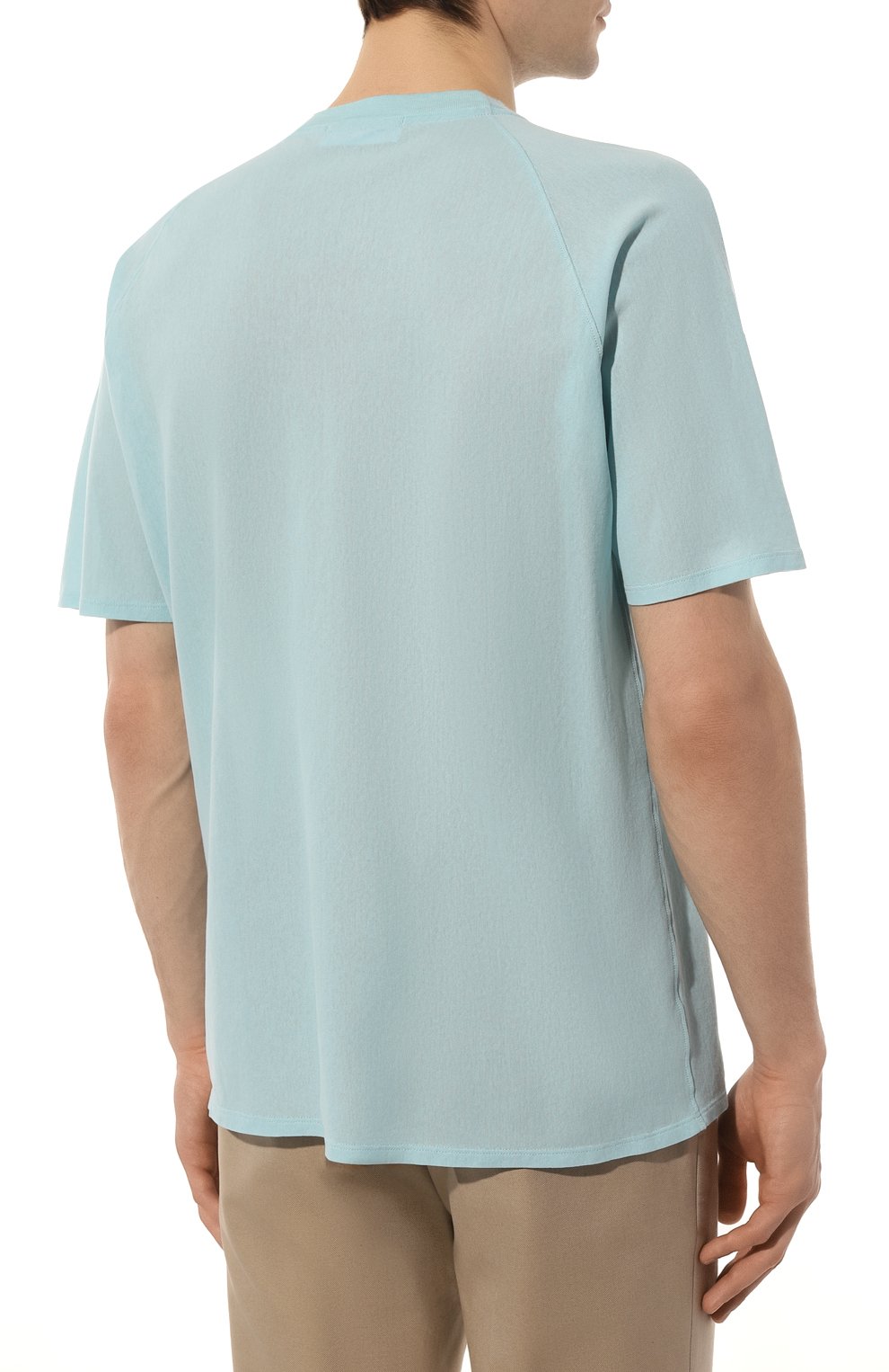 Хлопковая футболка STONE ISLAND голубого цвета по цене 25350 руб., арт. 206E5, фото 4 Хлопковая футболка STONE ISLAND, арт. 206E5, фото 4