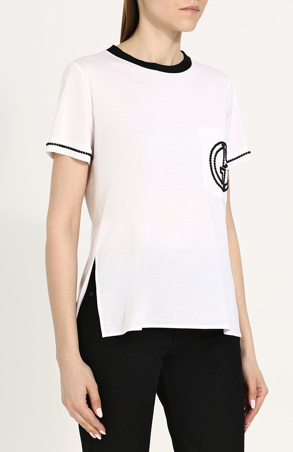 Футболка свободного кроя из смеси шелка и хлопка GIORGIO ARMANI, арт. 3ZAM55/AJNZZ, фото 3