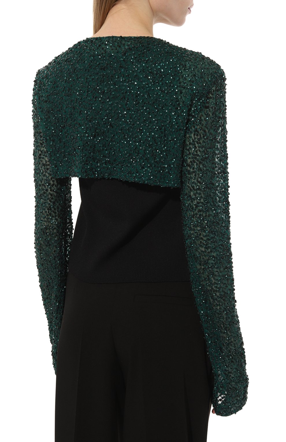 Жакет-болеро P.A.R.O.S.H. темно-зеленого цвета по цене 53950 руб., арт. GELEE-D431501, фото 4 Жакет-болеро P.A.R.O.S.H., арт. GELEE-D431501, фото 4