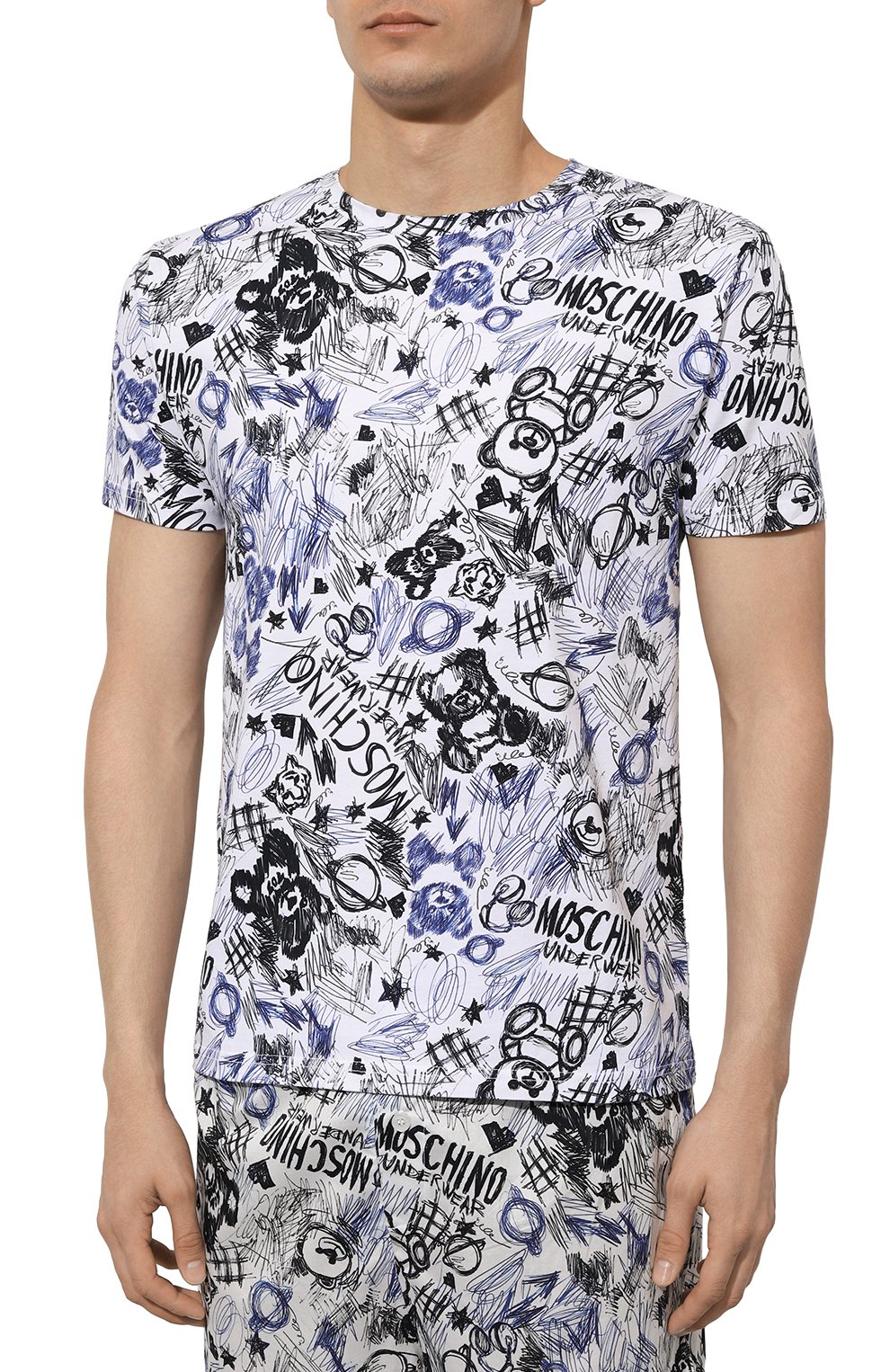 Хлопковая футболка MOSCHINO разноцветного цвета по цене 10550 руб., арт. A0708/4412, фото 3 Хлопковая футболка MOSCHINO, арт. A0708/4412, фото 3