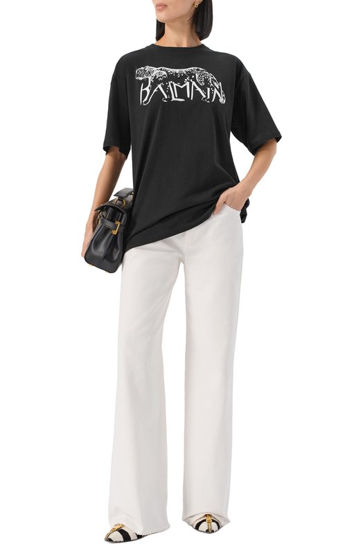 Хлопковая футболка Balmain FF0EH005/GF22 Чёрный  FF0EH005/GF22 Фото 2
