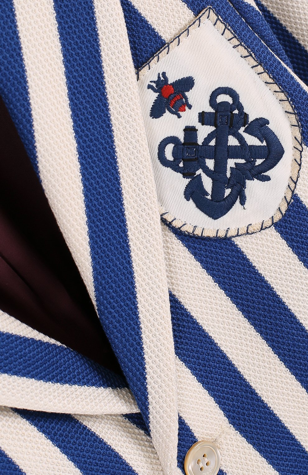 Однобортный пиджак из хлопка в полоску с нашивкой GUCCI, арт. 499556/X9M24, фото 3