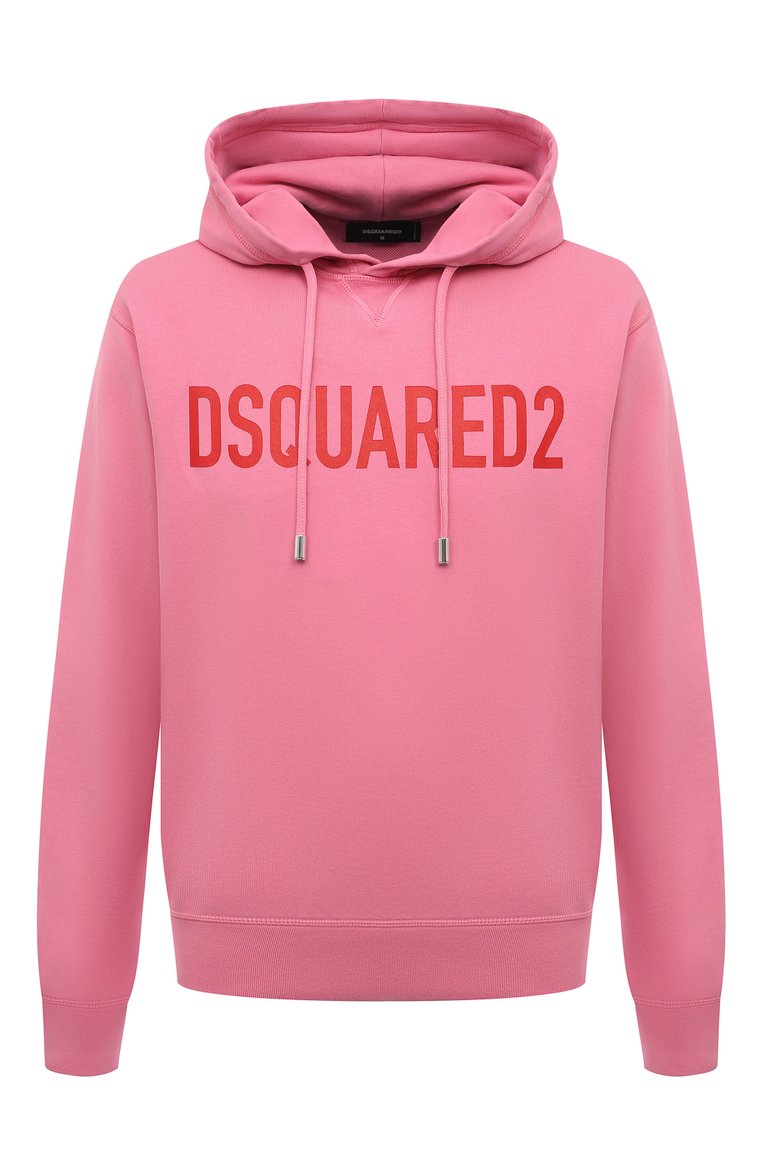 Мужской хлопковое худи DSQUARED2 розового цвета, арт. S74GU0664/D25002 | Фото 1 (Рукава: Длинные; Длина (для топов): Стандартные; Принт: С принтом; Мужское Кросс-КТ: Худи-одежда; Материал сплава: Проставлено; Материал внешний: Хлопок; Драгоценные камни: Проставлено; Стили: Романтичный, Кэжуэл)