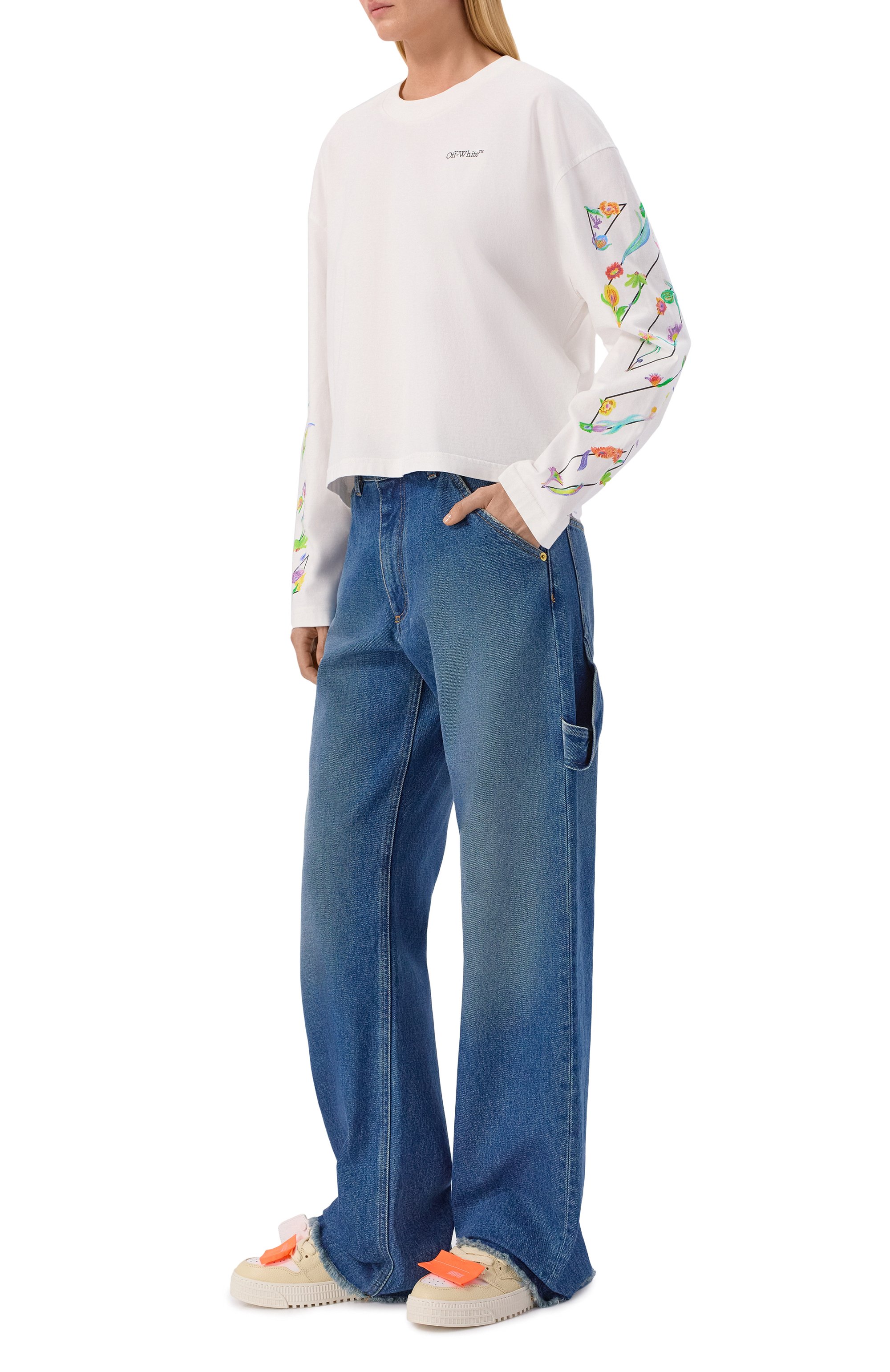 Хлопковый лонгслив OFF-WHITE, арт. 0WAB038S26JER001, фото 2