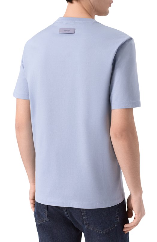 Хлопковая футболка HUGO 50542969 Голубой  50542969 Фото 4