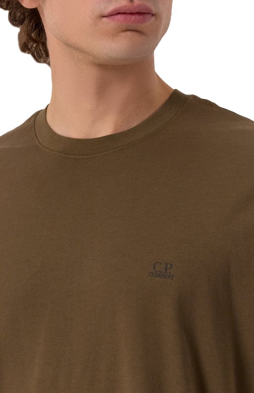 Хлопковая футболка C.P. Company 18CMTS030A005100W Хаки  18CMTS030A005100W Фото 5
