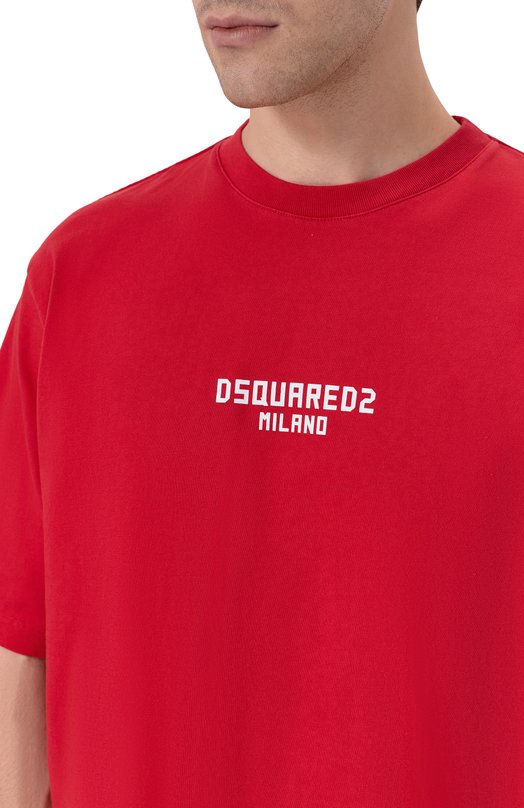 Хлопковая футболка Dsquared2 S74GD1521/D20106 Красный  S74GD1521/D20106 Фото 5