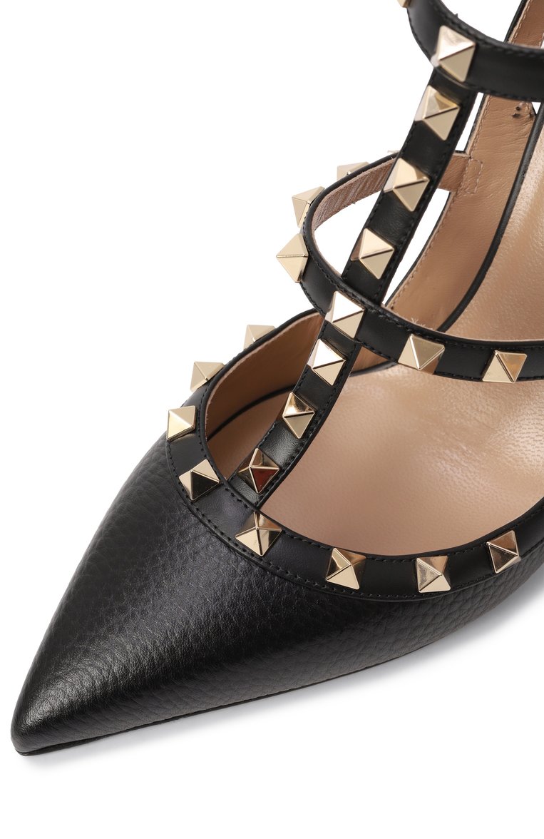 Женские кожаные туфли rockstud 100 VALENTINO черного цвета, арт. 6W2S0393/VCE | Фото 7 (Драгоценные камни: Проставлено; Каблук высота: Высокий; Материал сплава: Проставлено; Материал внешний: Натуральная кожа; Материал внутренний: Натуральная кожа; Подошва: Плоская; Каблук тип: Шпилька)