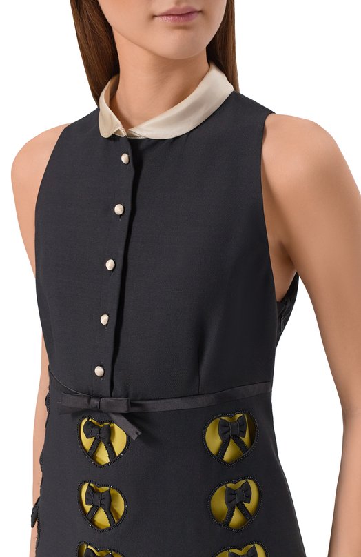 Платье из шерсти и шелка Valentino 8B3VAHU0/1CF Чёрный  8B3VAHU0/1CF Фото 4