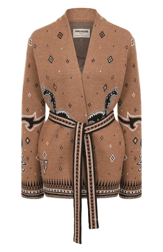 Шерстяной кардиган Zadig and Voltaire KWCA01638 Бежевый KWCA01638