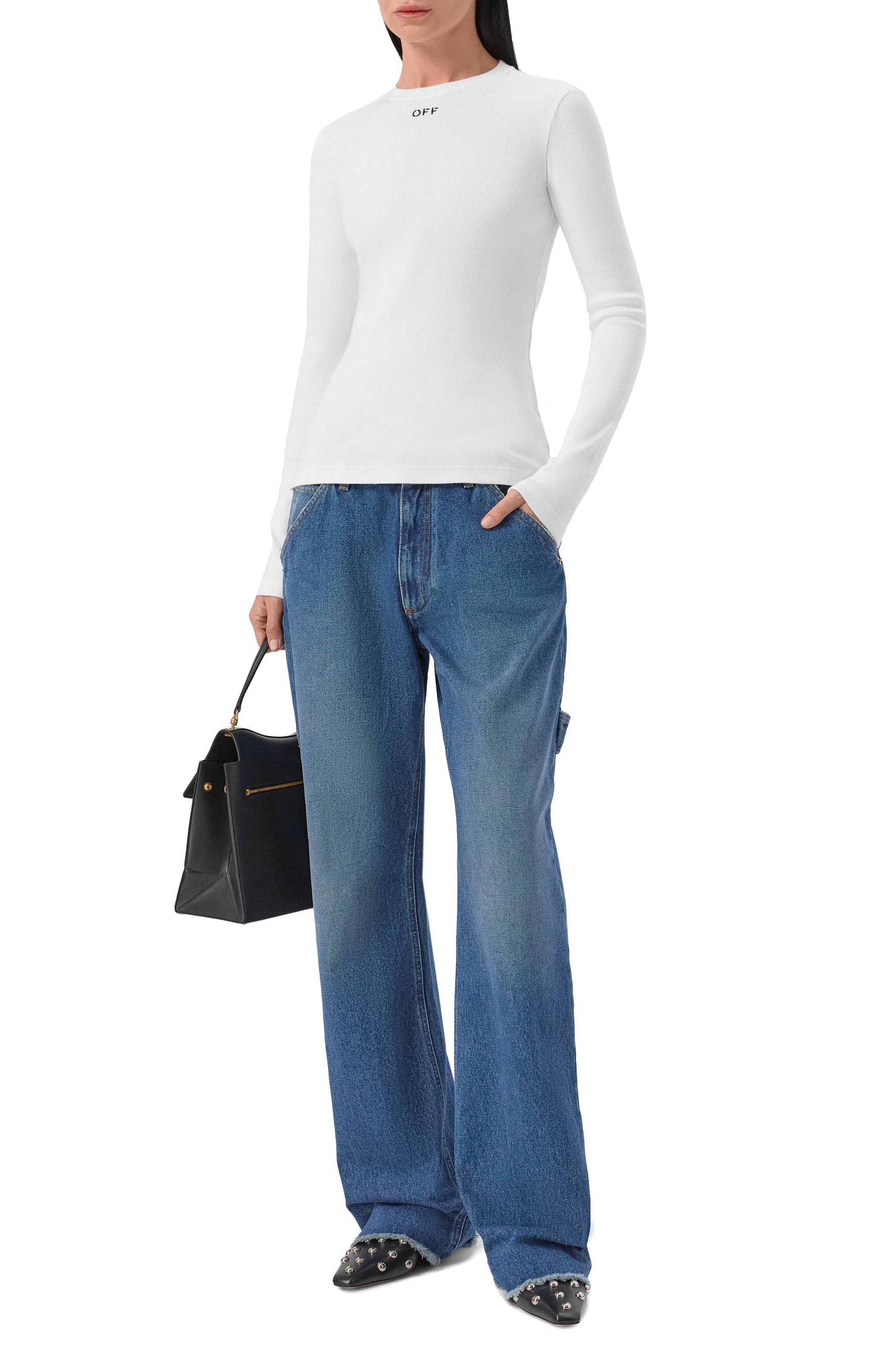 Хлопковый лонгслив OFF-WHITE, арт. 0WAD136S26JER001, фото 2