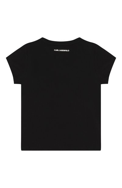 Хлопковая футболка KARL LAGERFELD KIDS черного цвета по цене 13360 руб., арт. Z31158, фото 2 Хлопковая футболка KARL LAGERFELD KIDS, арт. Z31158, фото 2