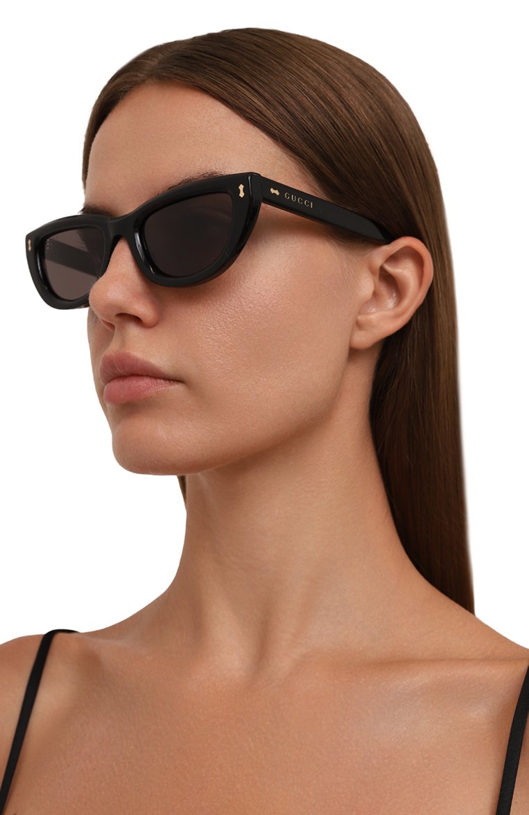 Женские солнцезащитные очки GUCCI черного цвета, арт. GG1521S 001 | Фото 2 (Региональные ограничения белый список (Axapta Mercury): Не проставлено; Нос: Не проставлено; Материал: Пластик; Тип очков: С/з; Очки форма: Cat-eye)