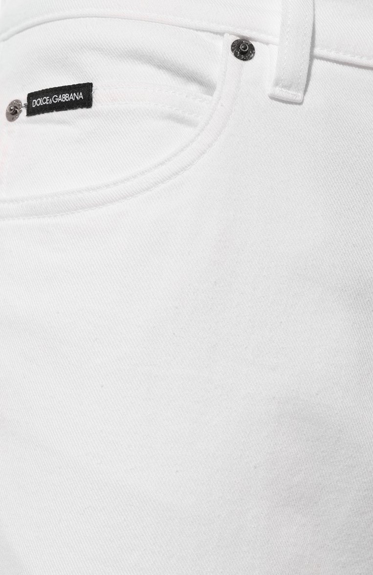 Мужские джинсы DOLCE & GABBANA белого цвета, арт. GYJCCD/G8JR8 | Фото 5 (Материал сплава: Проставлено; Материал внешний: Хлопок, Деним; Длина (брюки, джинсы): Стандартные; Драгоценные камни: Проставлено; Кросс-КТ: Деним; Силуэт М (брюки): Прямые; Стили: Повседневный)