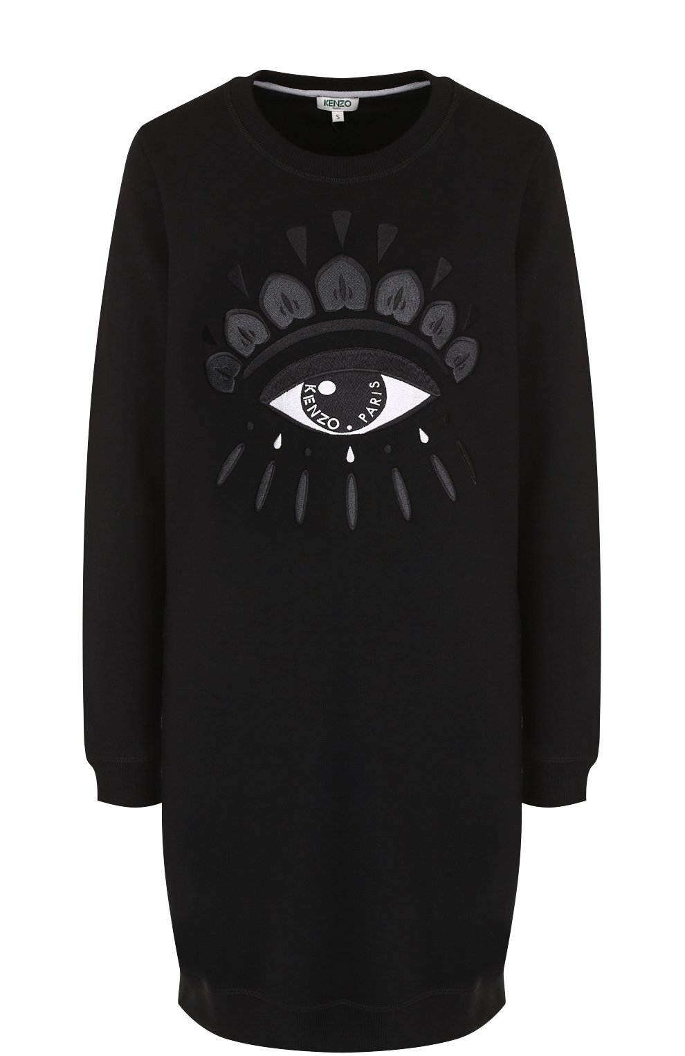 Хлопковое платье-толстовка с декоративной отделкой KENZO, арт. F762R08374XC, фото 1