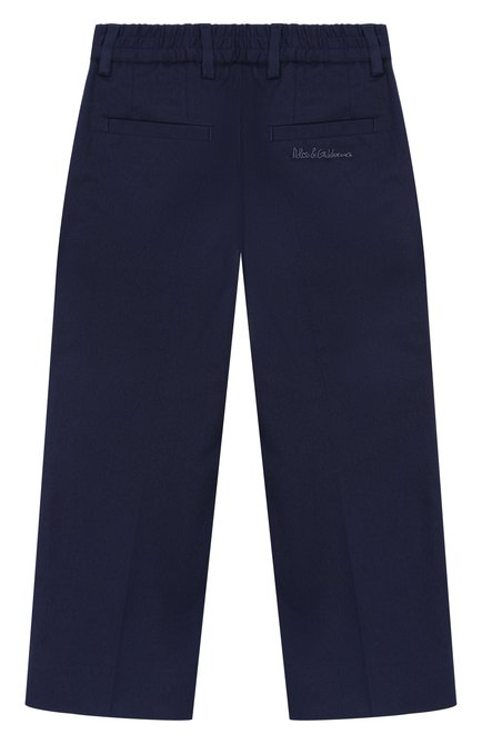 Детские хлопковые брюки DOLCE & GABBANA темно-синего цвета, арт. L44P74/FUFNX/8-14 | Фото 2 (Материал внешний: Хлопок; Материал сплава: Проставлено; Нос: Не проставлено)