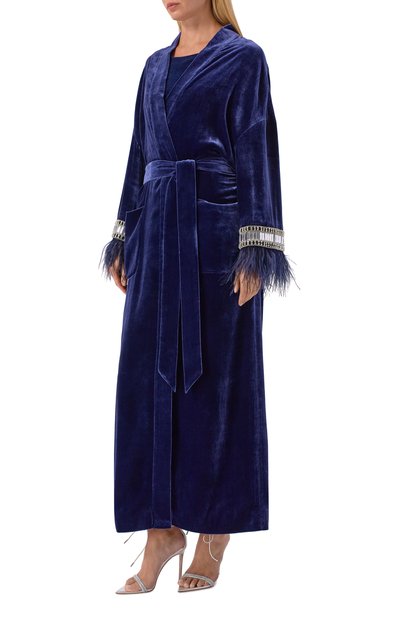 Бархатное пальто с отделкой перьями YANINA, арт. T-3102, фото 3