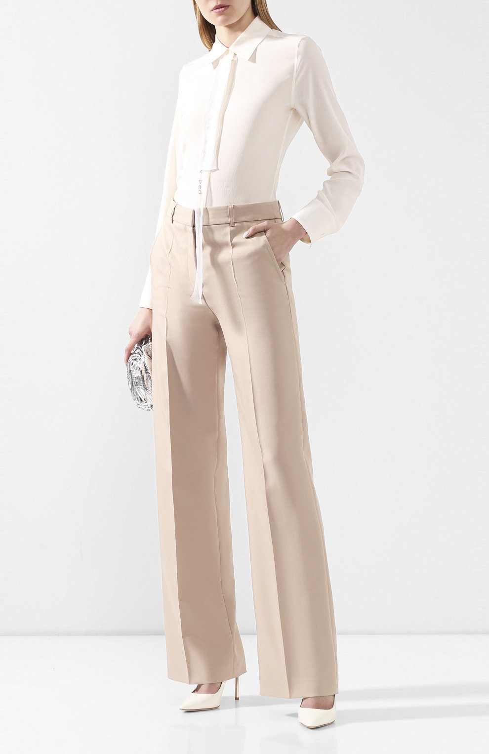 Шелковая рубашка STELLA MCCARTNEY кремового цвета по цене 64500 руб., арт. 600407/SY206, фото 2 Шелковая рубашка STELLA MCCARTNEY, арт. 600407/SY206, фото 2