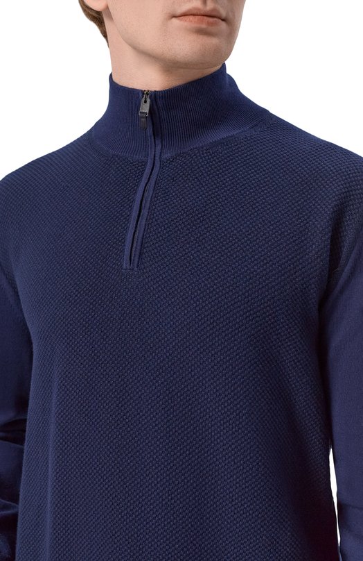 Хлопковый джемпер Canali C0015/MK02461 Синий  C0015/MK02461 Фото 5