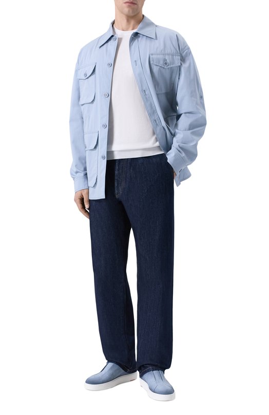 Замшевые кеды Cleanic Santoni MBCG21995BARTFEH Голубой  MBCG21995BARTFEH Фото 2