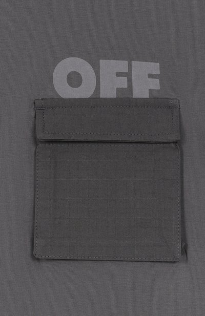 Хлопковая футболка OFF-WHITE серого цвета по цене 19650 руб., арт. 0BAA016F25JER001/12+, фото 3 Хлопковая футболка OFF-WHITE, арт. 0BAA016F25JER001/12+, фото 3