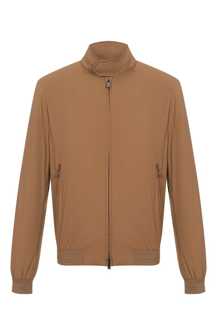 Мужской шерстяной бомбер CORNELIANI светло-коричневого цвета, арт. 25L5V2-2520123 | Фото 1 (Материал внешний: Синтетический материал, Шерсть; Длина (верхняя одежда): Короткие; Рукава: Длинные; Стили: Кэжуэл; Мужское Кросс-КТ: шерсть и кашемир; Принт: Без принта; Кросс-КТ: бомбер, Легкие; Автоматизация ТО: Проставлено; Автоматизация состава: Проставлено; Детали: Без декора)