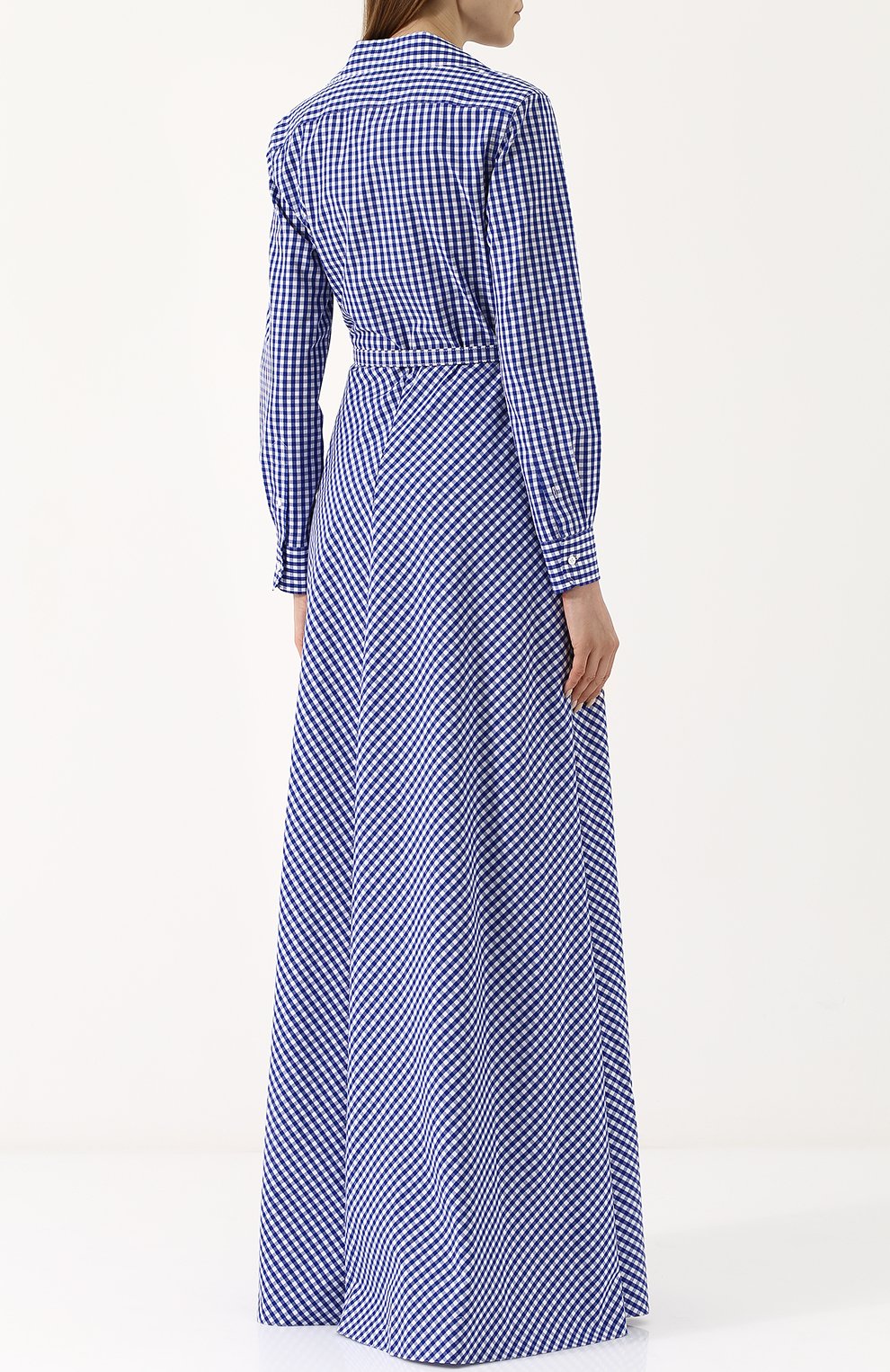 Хлопковое платье-рубашка в клетку с поясом RALPH LAUREN, арт. 290707886, фото 4
