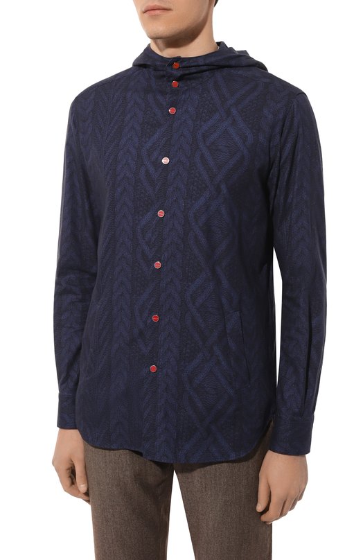 Хлопковая рубашка Kiton UMCMARH0908508 Синий  UMCMARH0908508 Фото 3