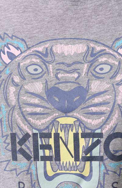 Хлопковая футболка KENZO серого цвета по цене 13050 руб., арт. F962TS7214YB, фото 5 Хлопковая футболка KENZO, арт. F962TS7214YB, фото 5